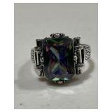 Mystic Topaz Large Solitaire Ring