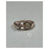 Retro Crystal Heart & Butterfly Ring