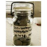 Jar of Vintage Jefferson Nickels