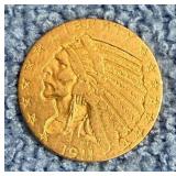 1911 Gold Indian Head $5 Coin