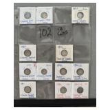 12 Antique Silver Dimes