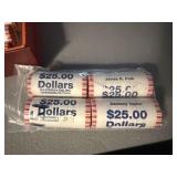 Four $25 Rolls of Presidential Dollars