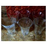 6 Etched Crystal Pedestal Glasses