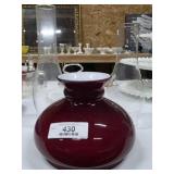 Ruby Red Glass Lamp Shade & Chimneys