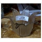 vintage Clear Glass Tulip Shaped Candleholder