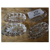 4 Cut Crystal Relish Dishes