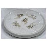 Vintage Floral Embossed White Ceramic Trivet