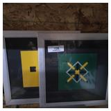 2 Framed Abstract Quilt Art