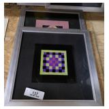 2 Framed Abstract Quilt Art