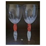Art Glass Orange & White Glasses