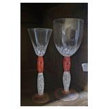 Art Glass Orange & White Glasses
