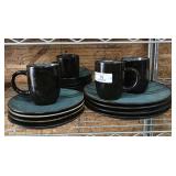 15 Piece Belmont Green Stoneware Set Dishes