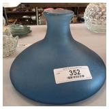 Art Glass Frosted Blue Vase