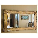 Vintage Wood Framed Wall Mirror