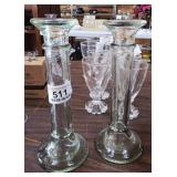 Pair of Vintage Indian Glass Candleholders