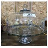 Vintage Glass Cake Stand with Dome