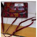 Vintage Hand Tooled Red Leather Clutch