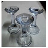 3 Art Glass Candleholders