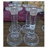 4 Heavy Glass Candleholders