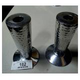 Ambria Hammered Silver Candleholders