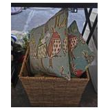 Large Basket, Sewing Supplies & Pillows