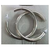 Large Retro Silver Hoop Earrings