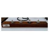 Wooden Stand & Glass Lantern Bottles