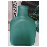Green Glass Frosted Vase