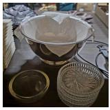 Silver Bowl, Insert & Crystal Pinwheel Coaster