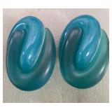 Signed Large Teal Vintage Earrings