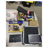 Flat of Office Supplies & 3 Lock Cases