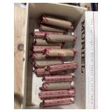 Cigar Box of Rolled Pennies