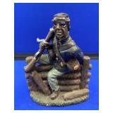 Civil War Soldier on Fence Figure