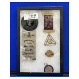 Framed memorabilia from the B.P.O.E.