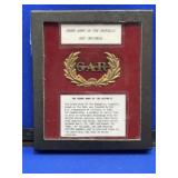 Framed G.A.R. Hat Insignia