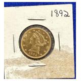 1892 $5 Liberty Head Gold Coin