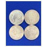 Four 1921 Morgan Silver Dollars