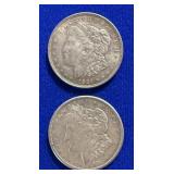 Two 1921 Morgan Silver Dollars