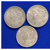 Three 1921 Morgan Silver Dollars