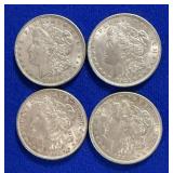 Four 1921 Morgan Silver Dollars