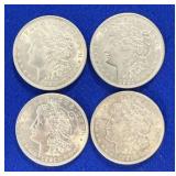 Four 1921 Morgan Silver Dollars