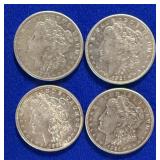 Four 1921 S Morgan Silver Dollars