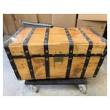Antique Wooden Flat Top Trunk