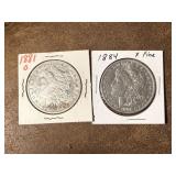 2 Morgan Silver Dollars