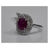 Platinum Burmese Ruby & Diamond Ring
