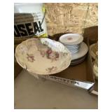 Floral Rose Bowl & Saucers