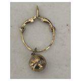 Sterling Silver Charm Holder & Baseball Pendant