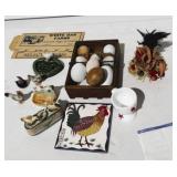 Box of Vintage Chicken Collectibles