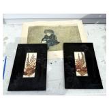 Print & 2 Framed Floral Wall Hangings
