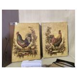 Pair of Rooster Canvas Wall Art